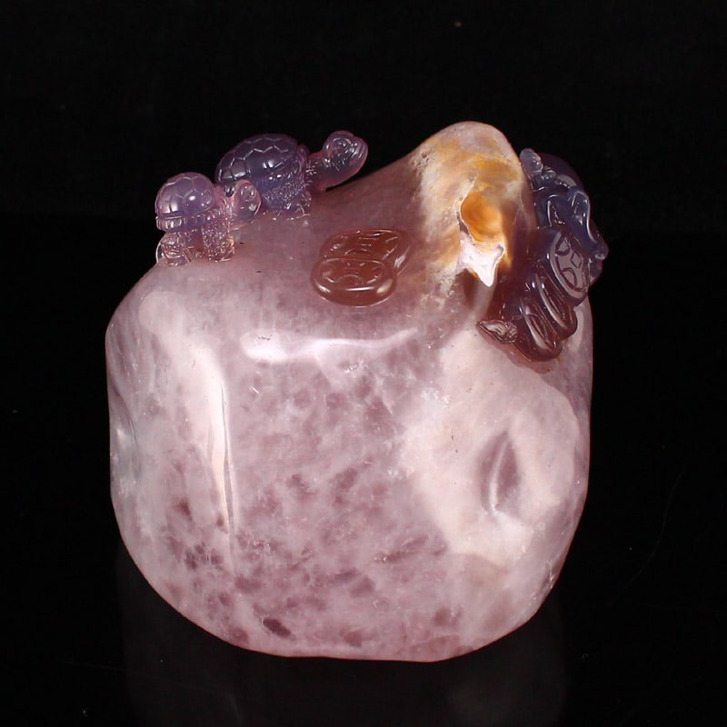 Beautiful Agate Fortune Turtle Statue w Certificate - 3