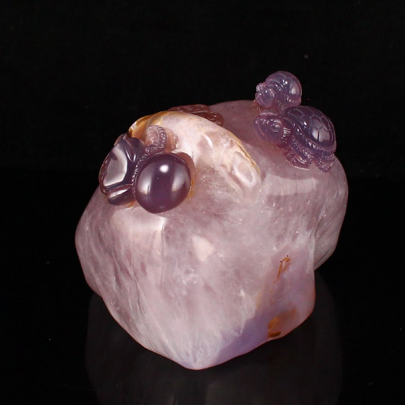 Beautiful Agate Fortune Turtle Statue w Certificate - 4