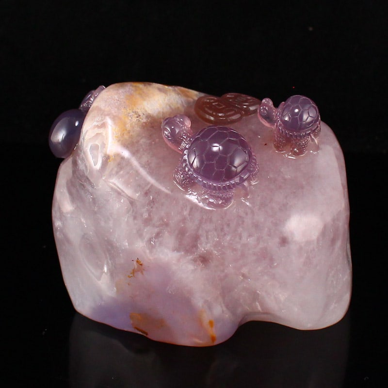 Beautiful Agate Fortune Turtle Statue w Certificate - 5