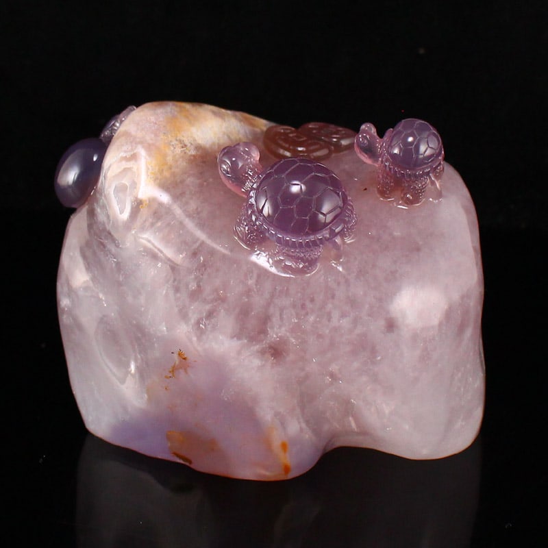 Beautiful Agate Fortune Turtle Statue w Certificate - 6