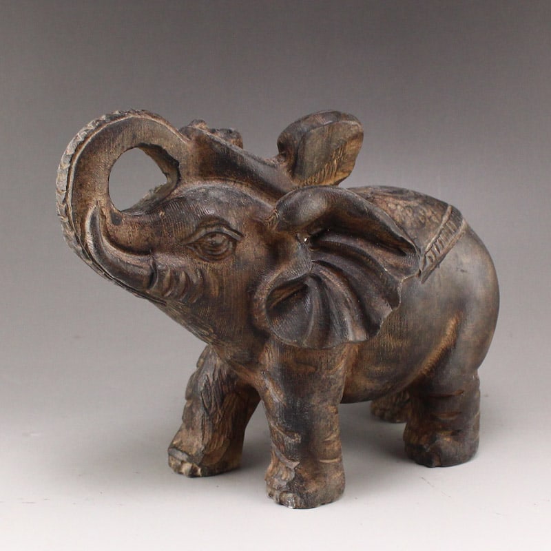 A Pair Vintage Stone Hand Carved Elephant Statue - 4