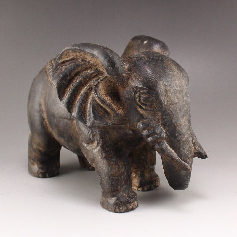 A Pair Vintage Stone Hand Carved Elephant Statue - 8