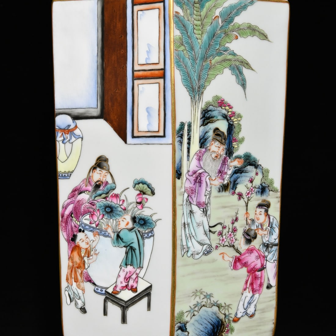 Chinese Famille Rose Figure Design Porcelain Vase - 7