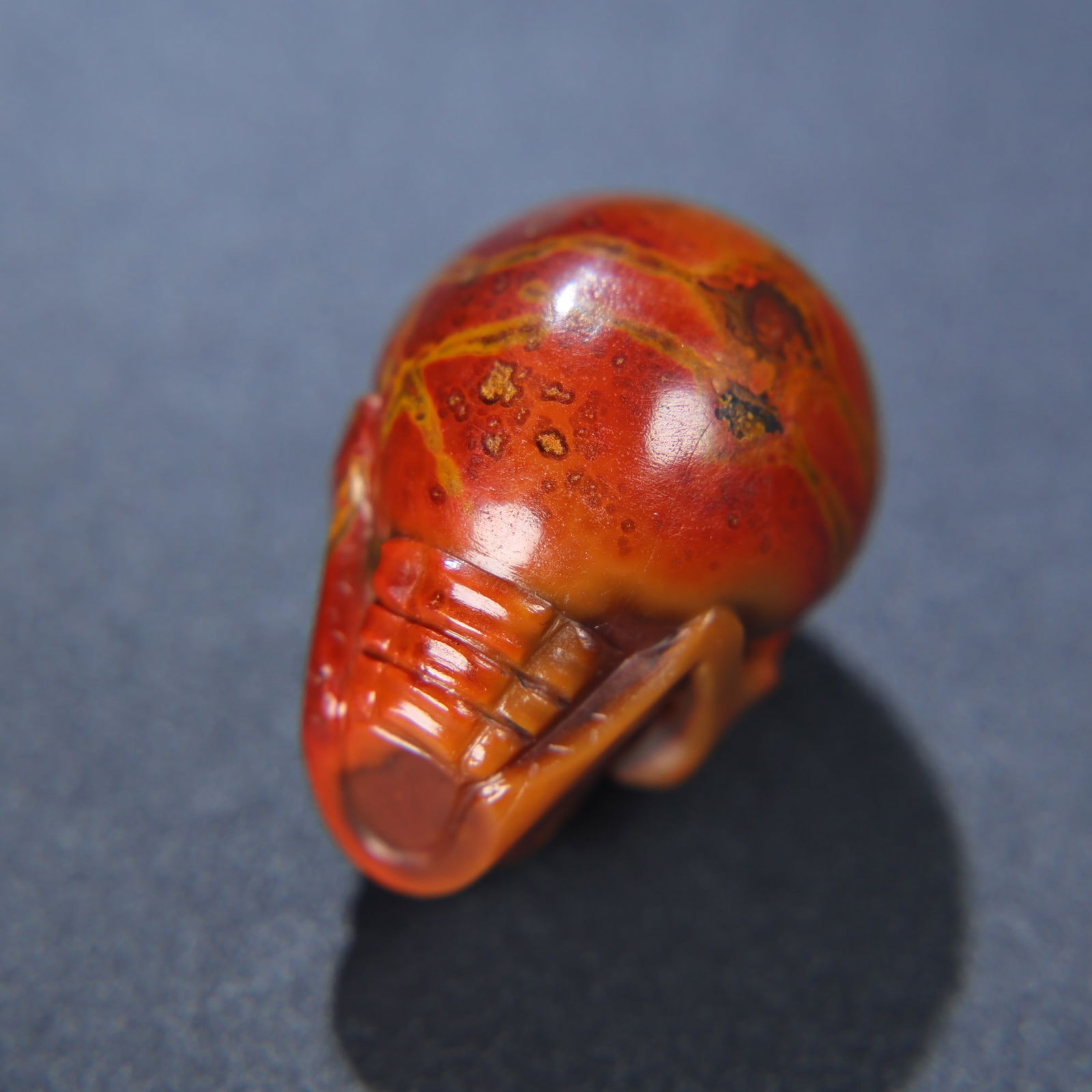 Chinese Zhanguo Hong Agate Skull Pendant - 3