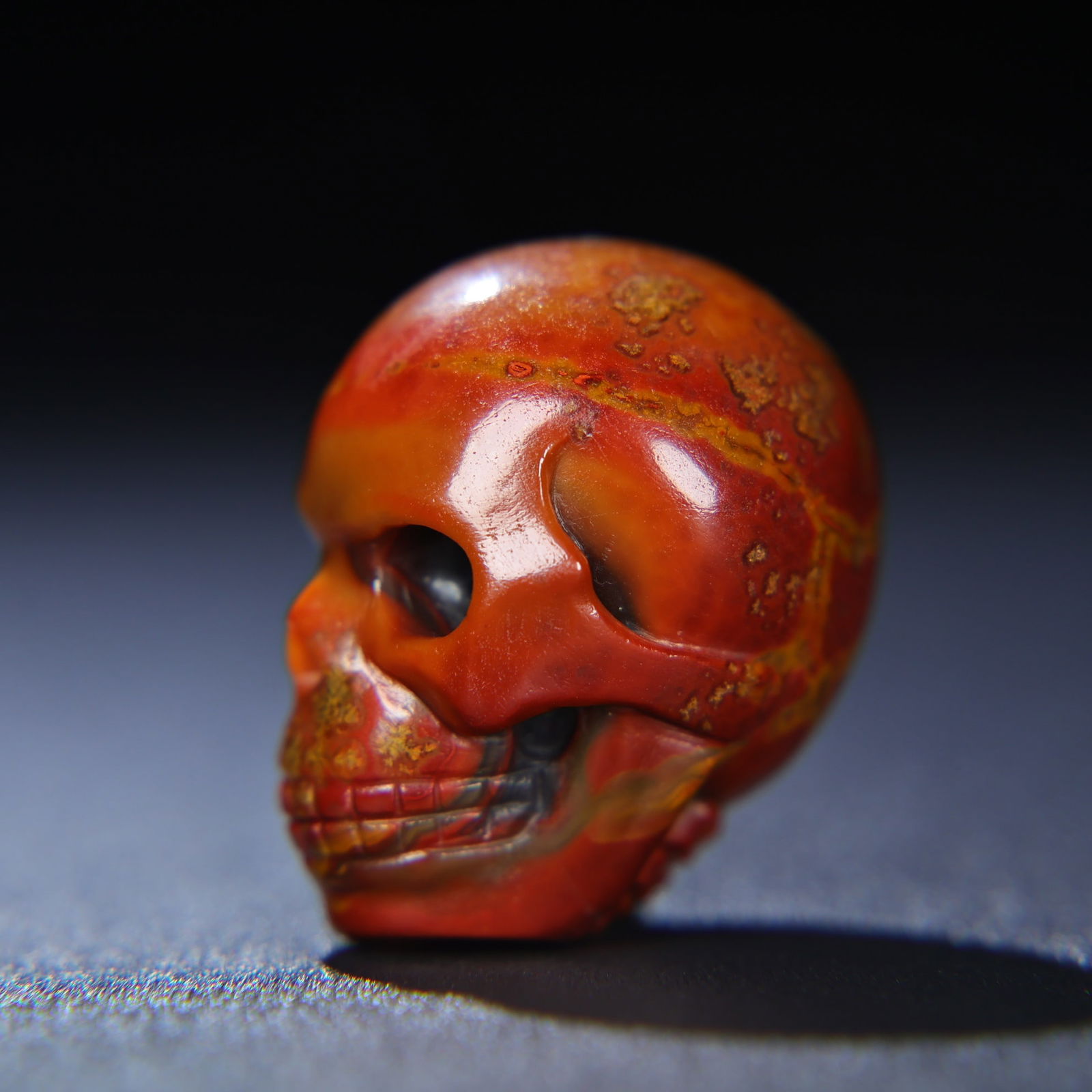 Chinese Zhanguo Hong Agate Skull Pendant - 6