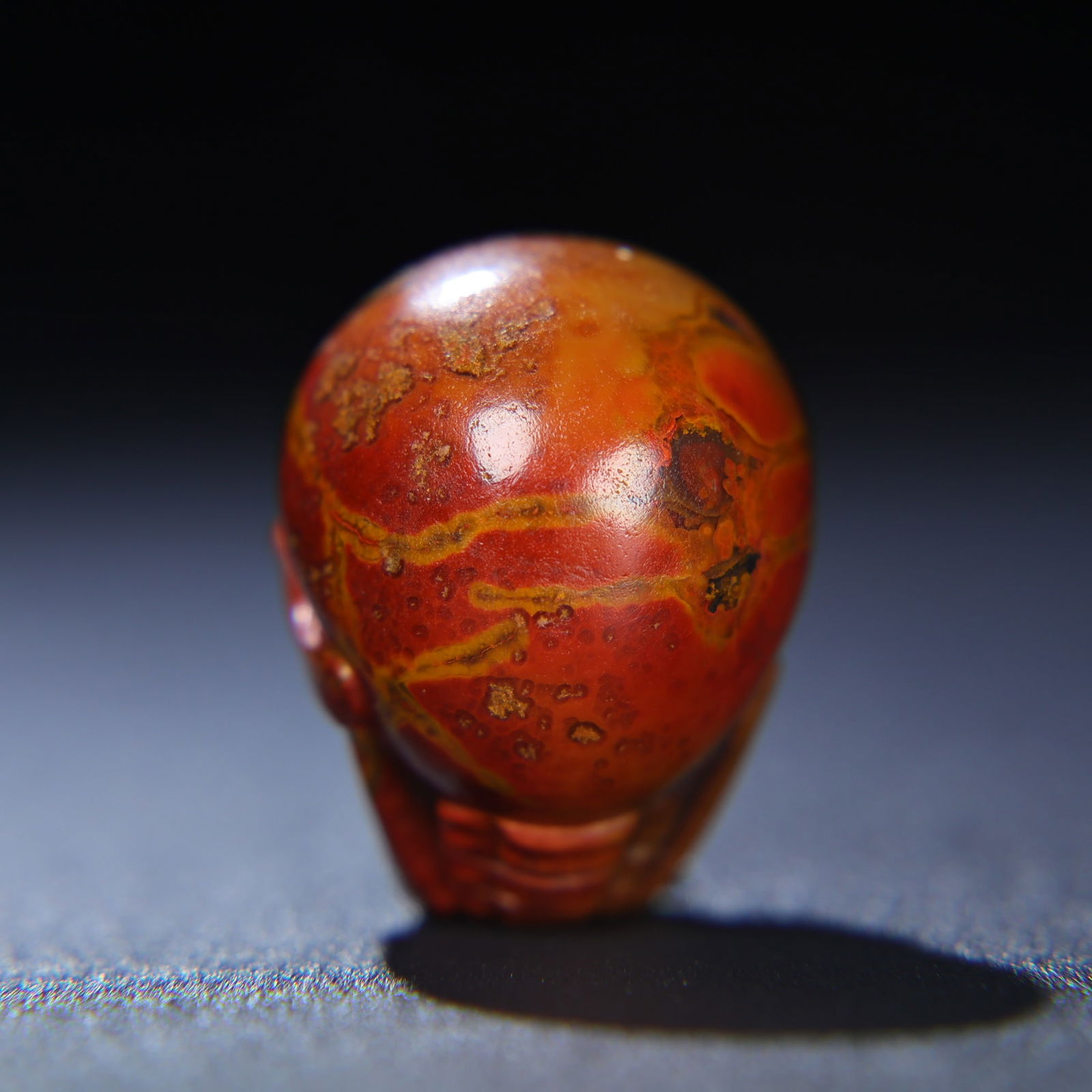 Chinese Zhanguo Hong Agate Skull Pendant - 7