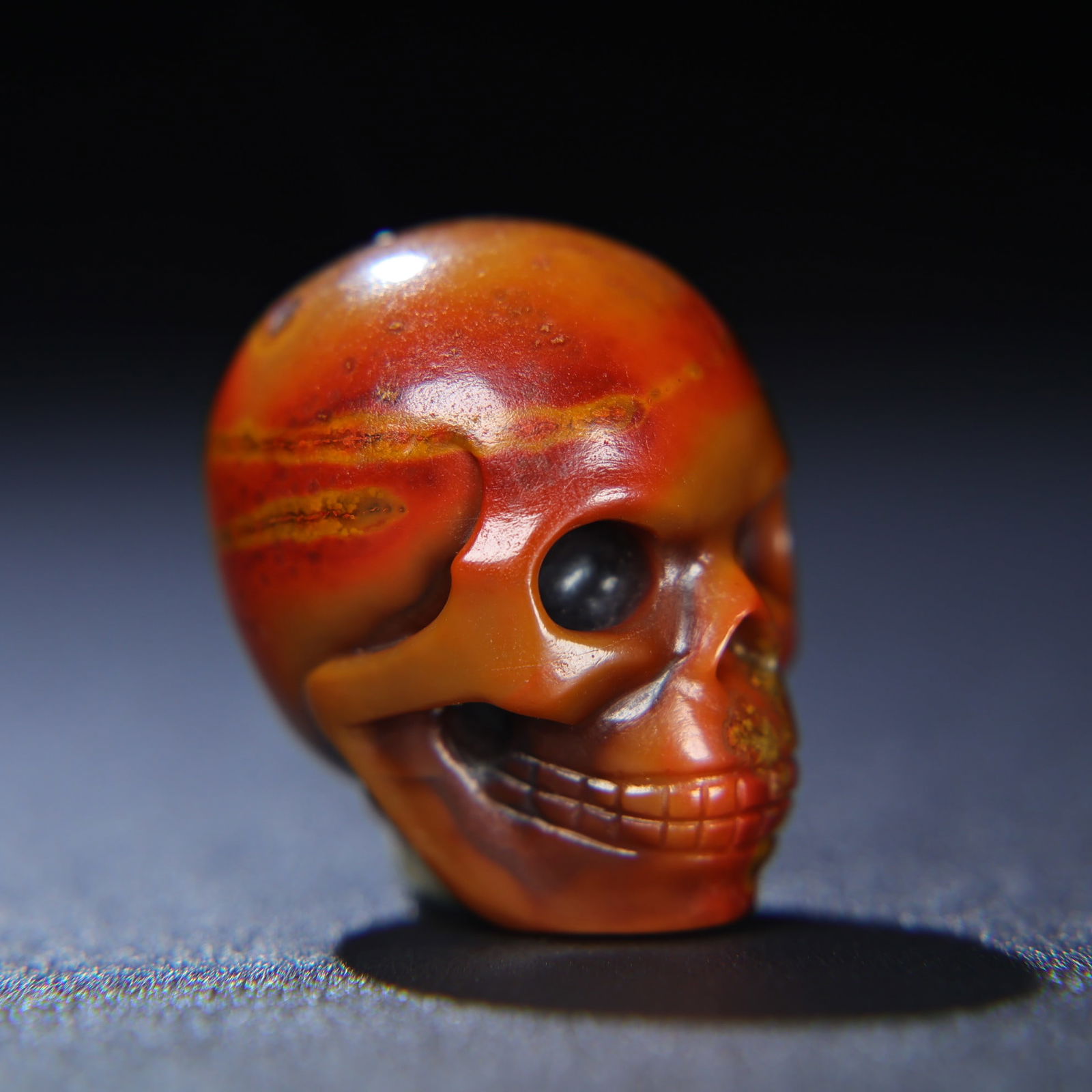 Chinese Zhanguo Hong Agate Skull Pendant - 9