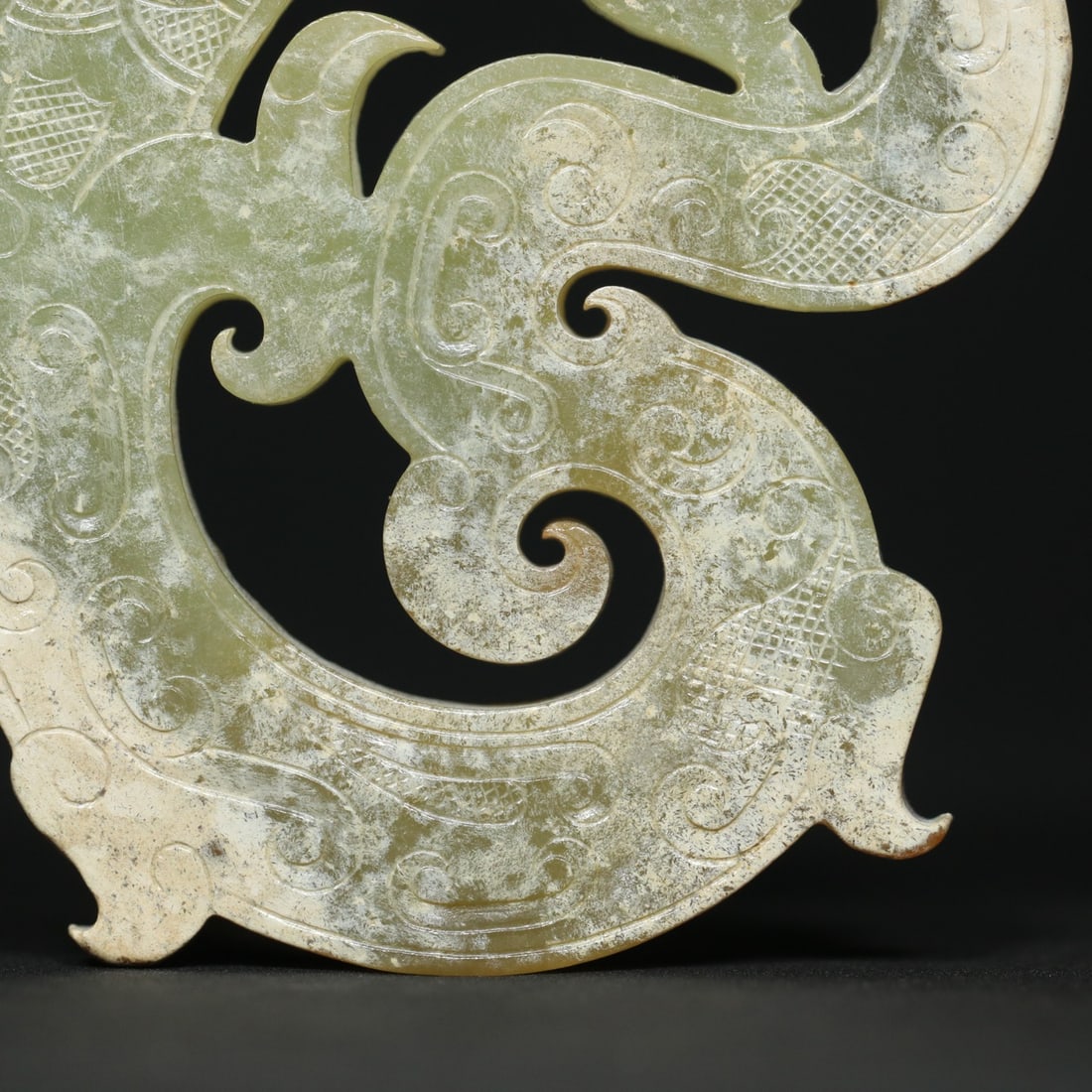 Old Chinese Hetian Jade Dragon Pendant - 5