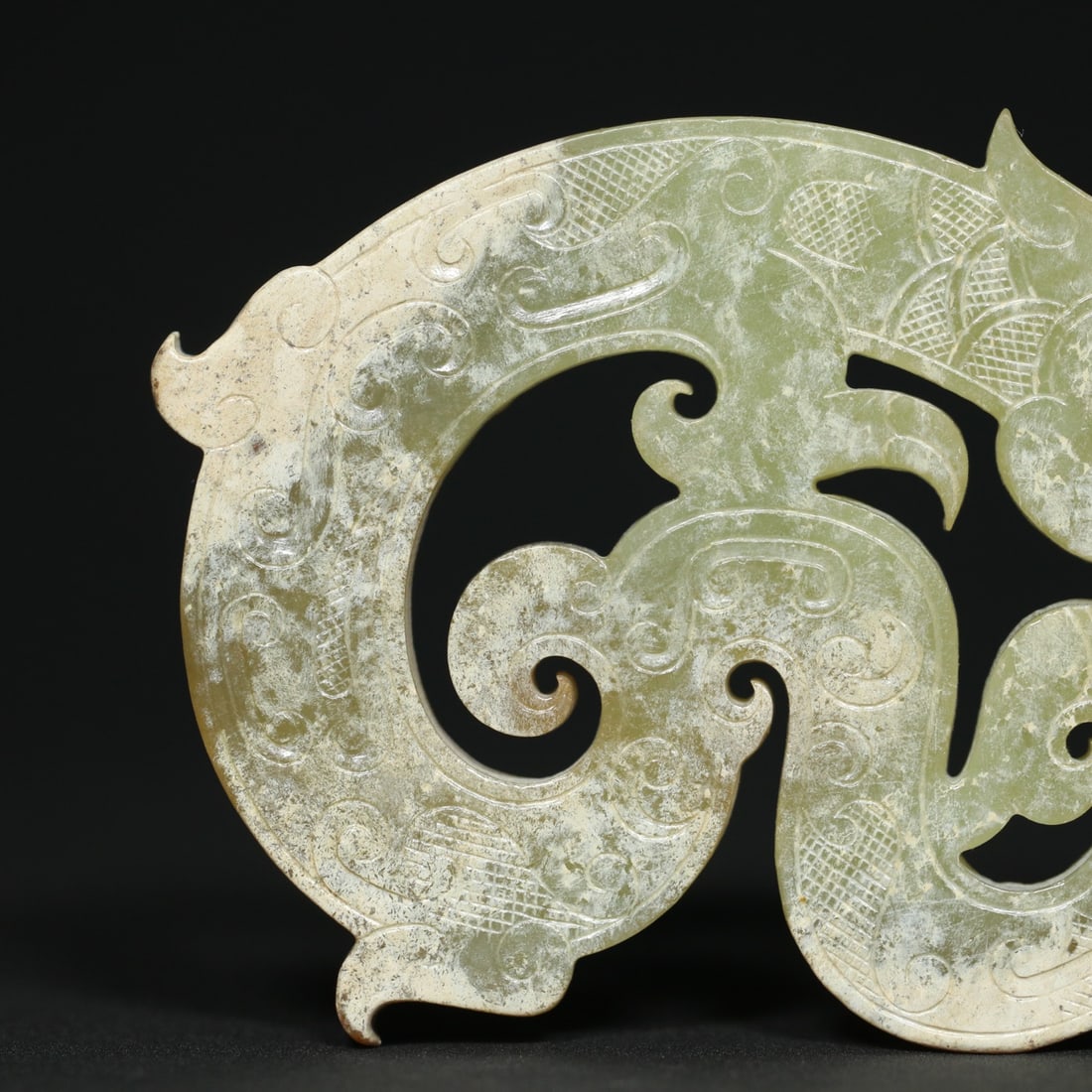 Old Chinese Hetian Jade Dragon Pendant - 9