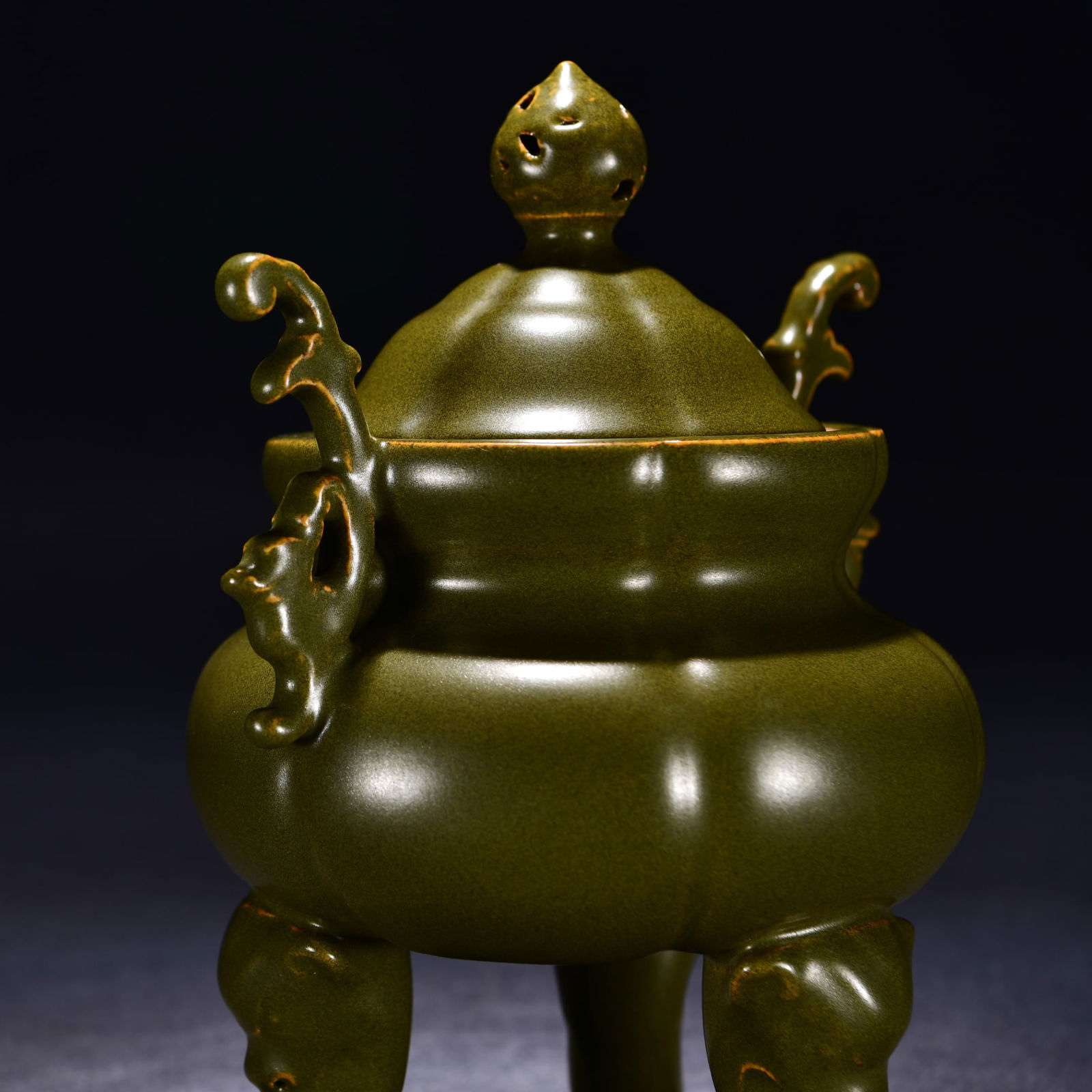 Chinese Tea Dust Glaze Porcelain Incense Burner - 6