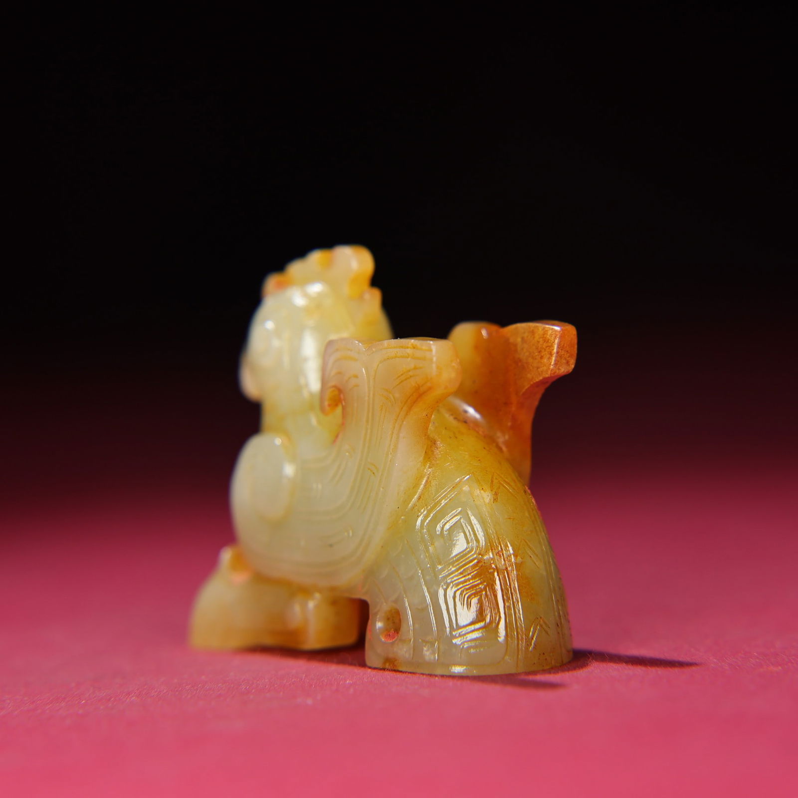 Old Chinese Hetian Jade Phoenix Bird Pendant - 4