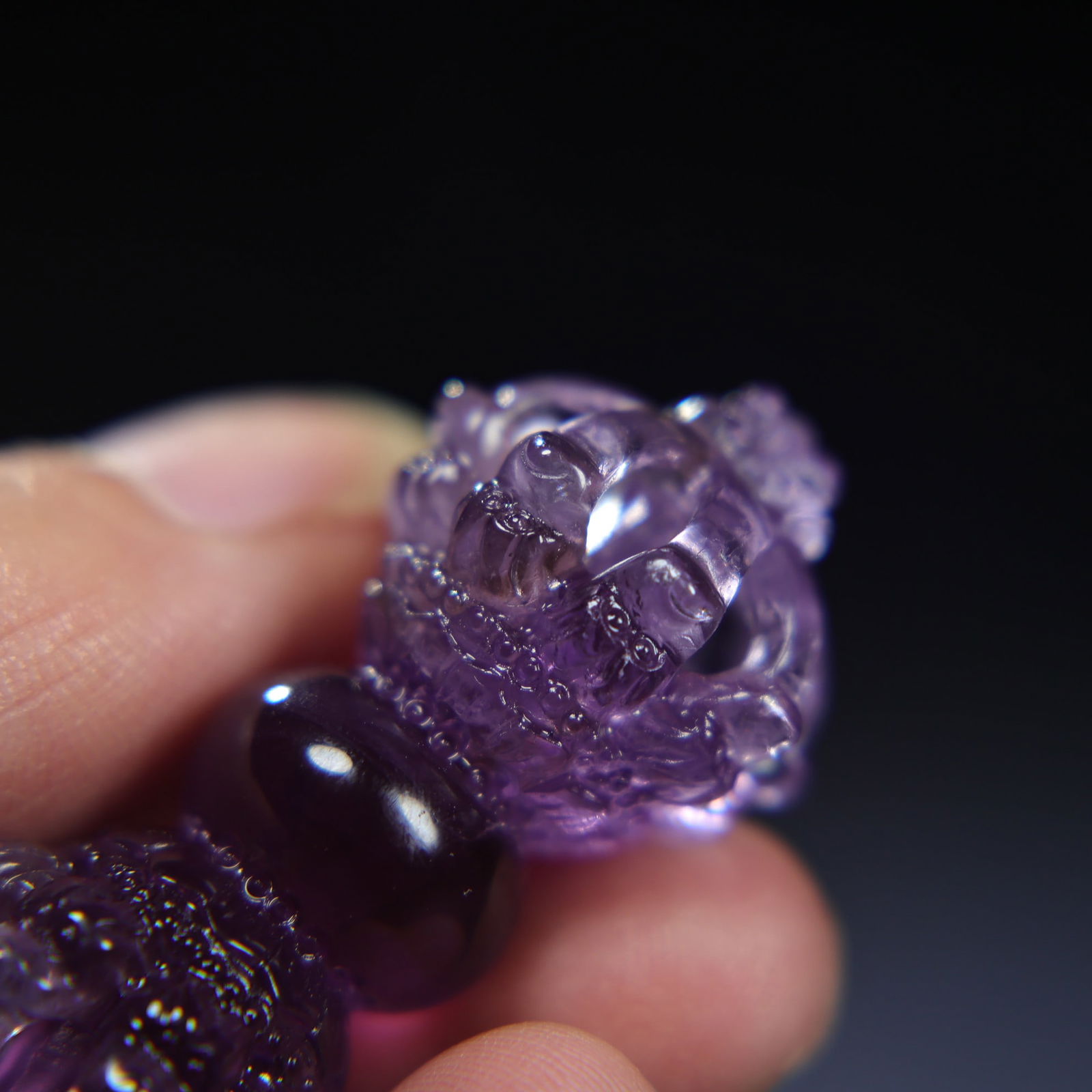 Natural Amethyst Hand Carved Pestle Xiangmo Pendant - 4