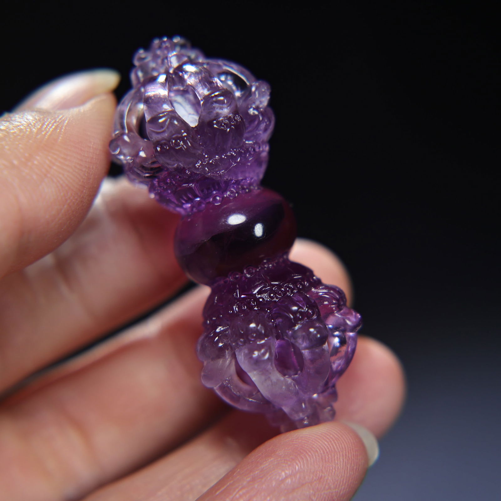 Natural Amethyst Hand Carved Pestle Xiangmo Pendant - 5