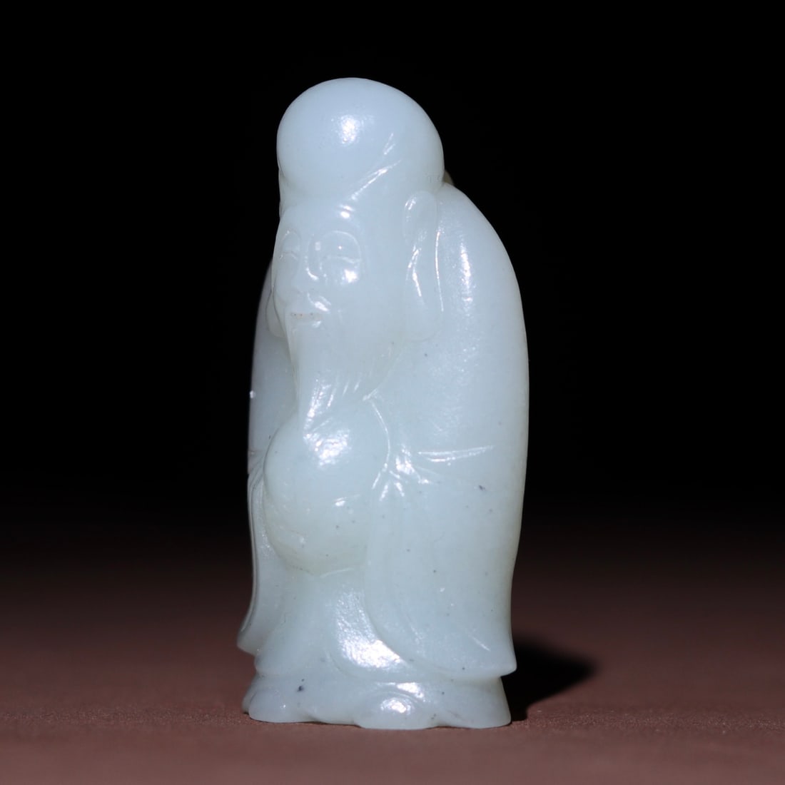 Chinese Hetian Jade Hand Carved Longevity Taoism Deity Statue - 2