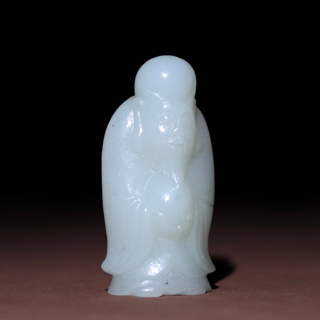 Chinese Hetian Jade Hand Carved Longevity Taoism Deity Statue - 3