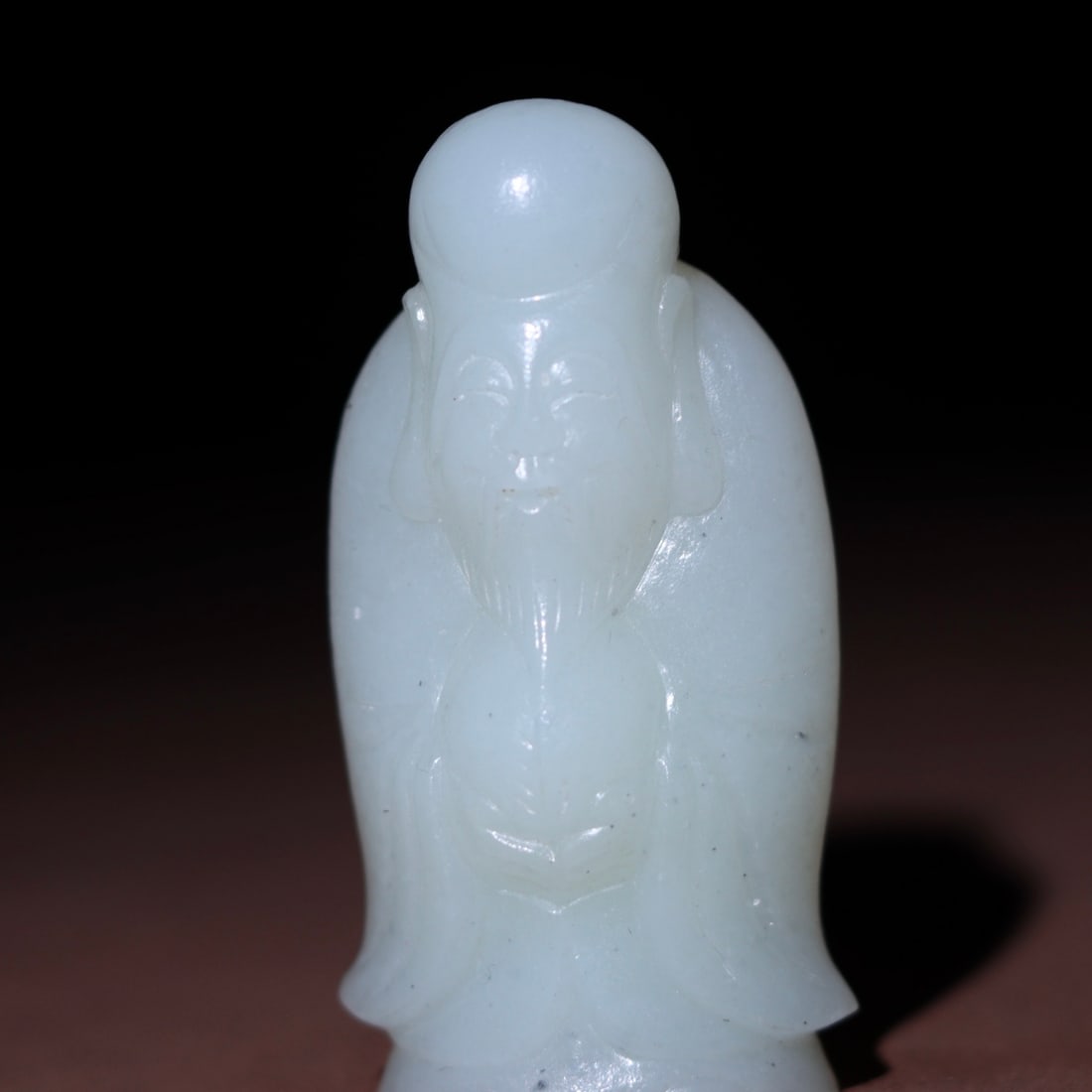 Chinese Hetian Jade Hand Carved Longevity Taoism Deity Statue - 4
