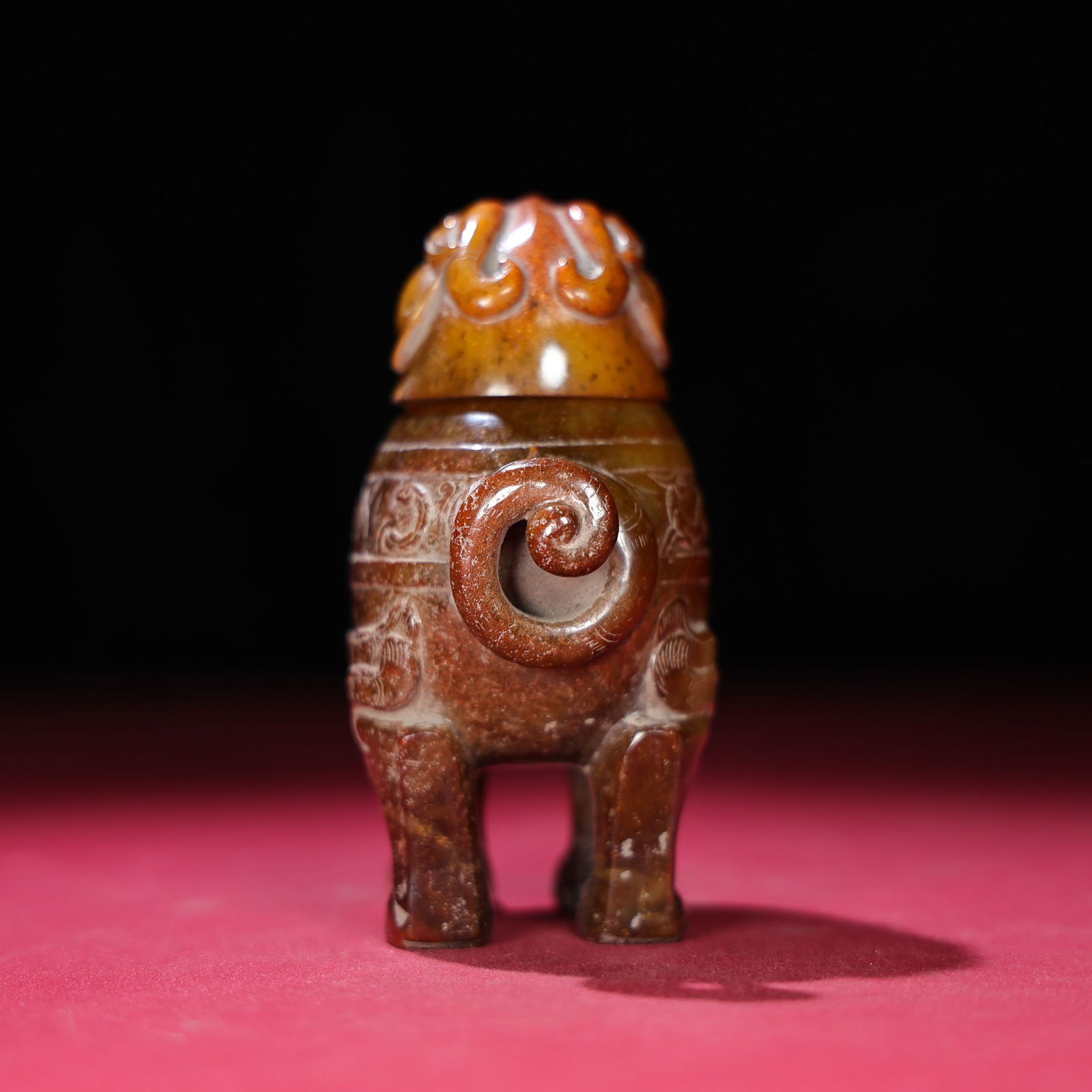 Vintage Chinese Hetian Jade Carved Fortune Lion Incense Burner - 6