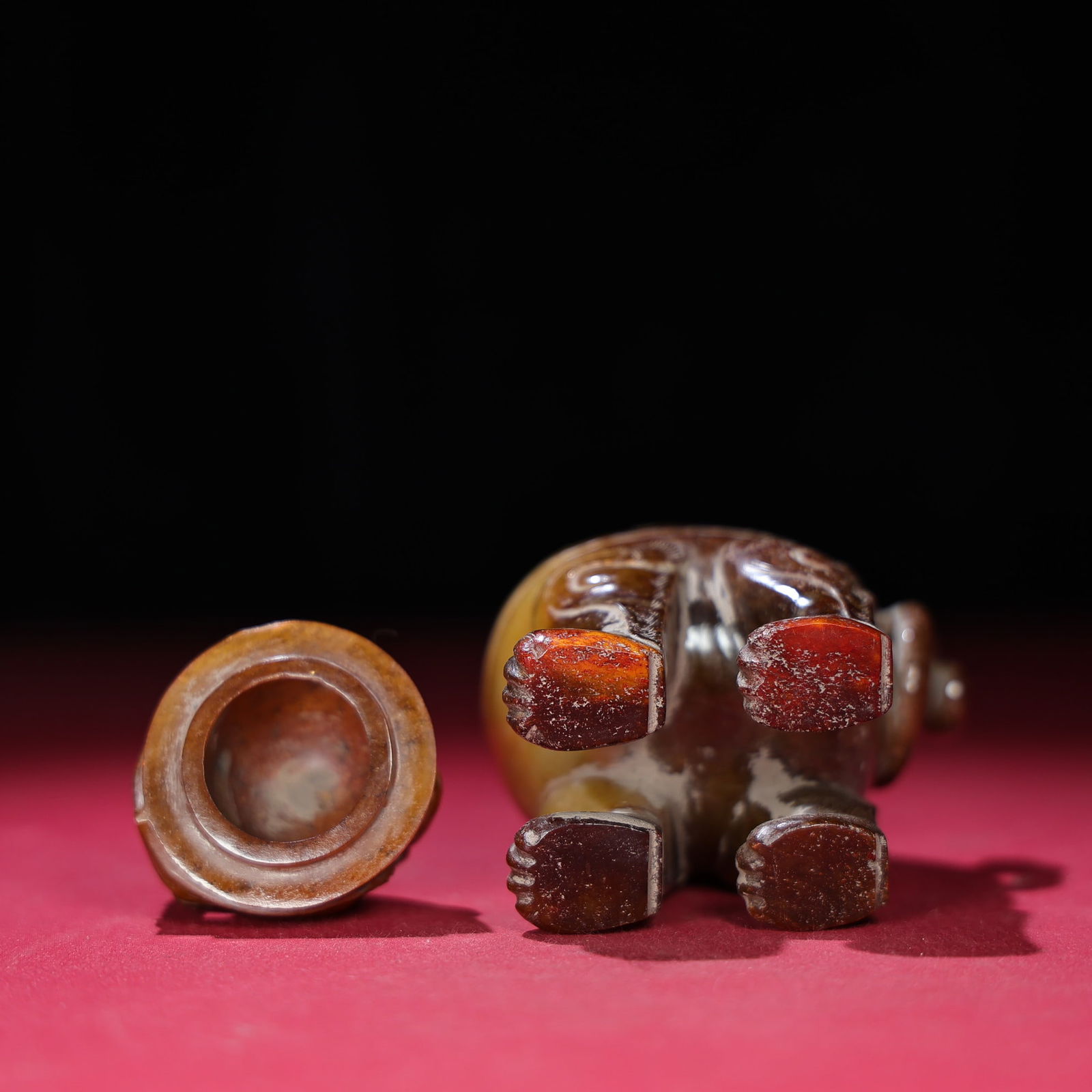 Vintage Chinese Hetian Jade Carved Fortune Lion Incense Burner - 8