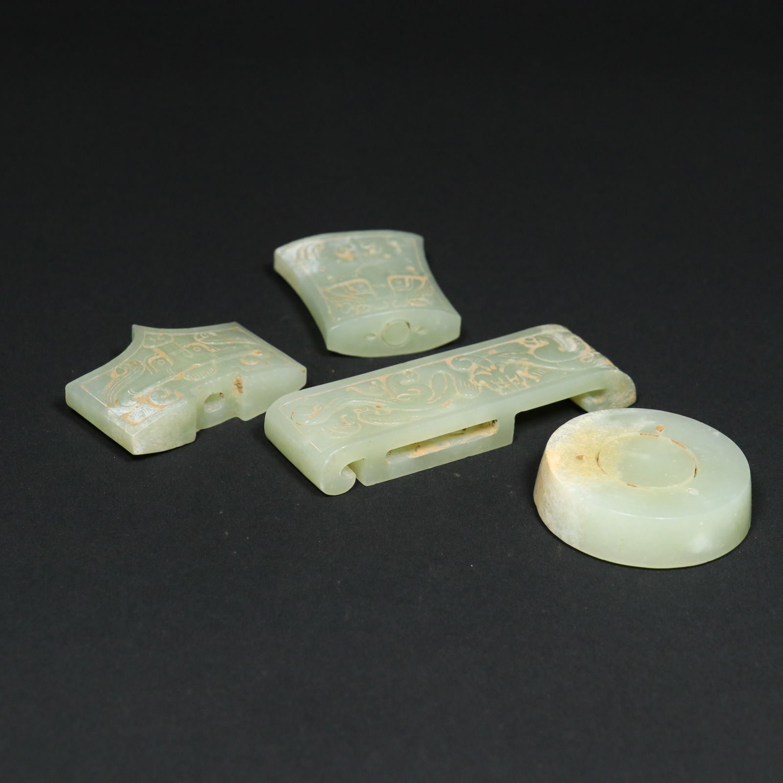 A Set Vintage Chinese Hetian Jade Sword Ornaments Statue - 3