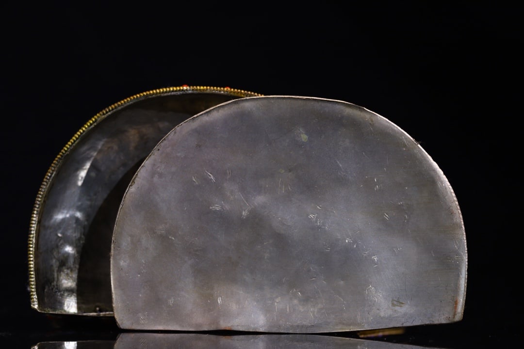 Old Tibetan Gilt Gold Copper Yellow Jambhala Statue w Silver Wires Inlay DZI Agate & Turquoise Base - 9