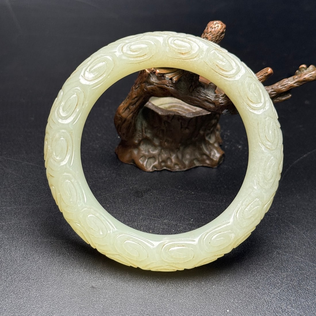 Inside Diameter 56mm Chinese Natural Hetian Jade Bracelet - 7