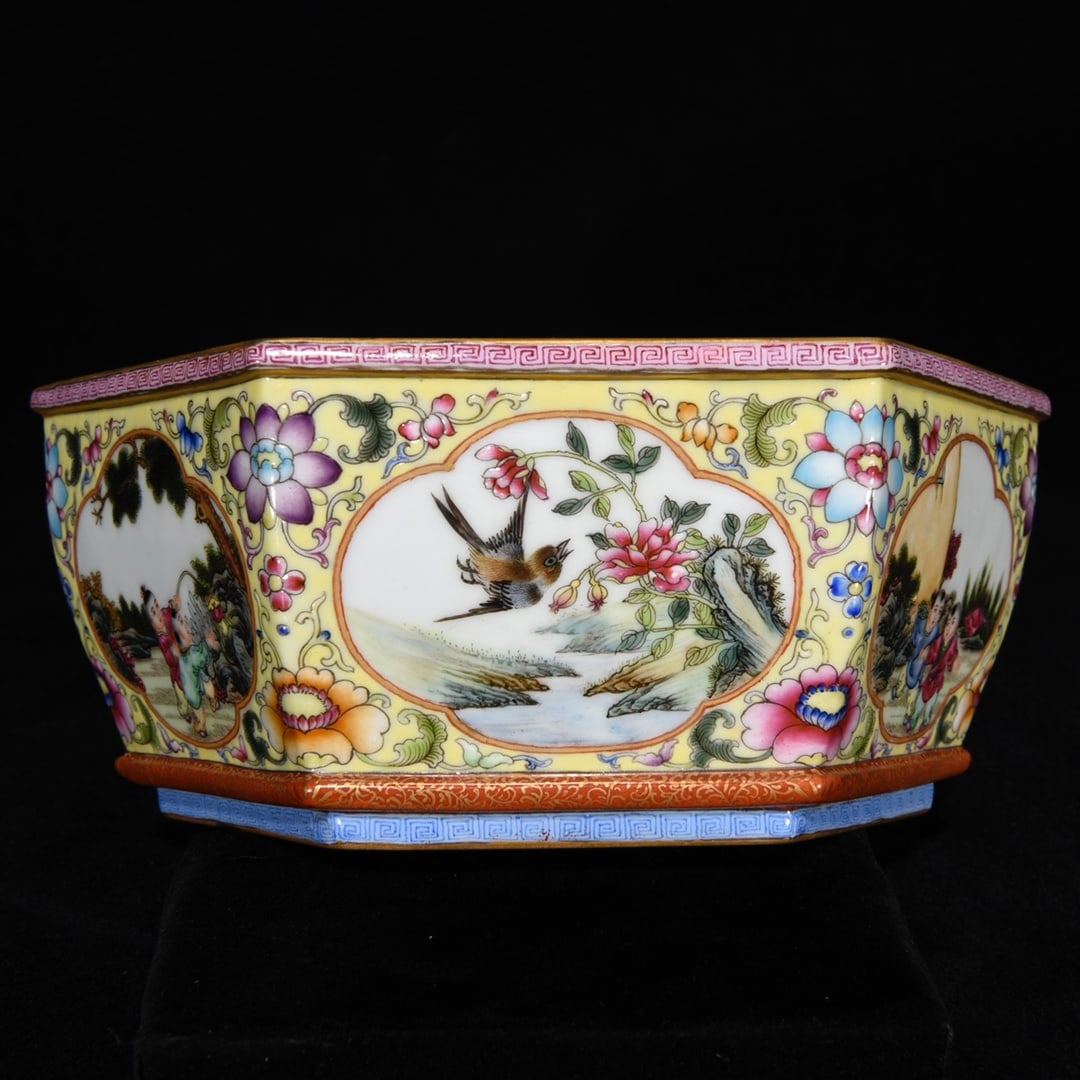 Chinese Gilt Edge Famille Rose Enamel Flowers Bird Design Porcelain Pot - 3