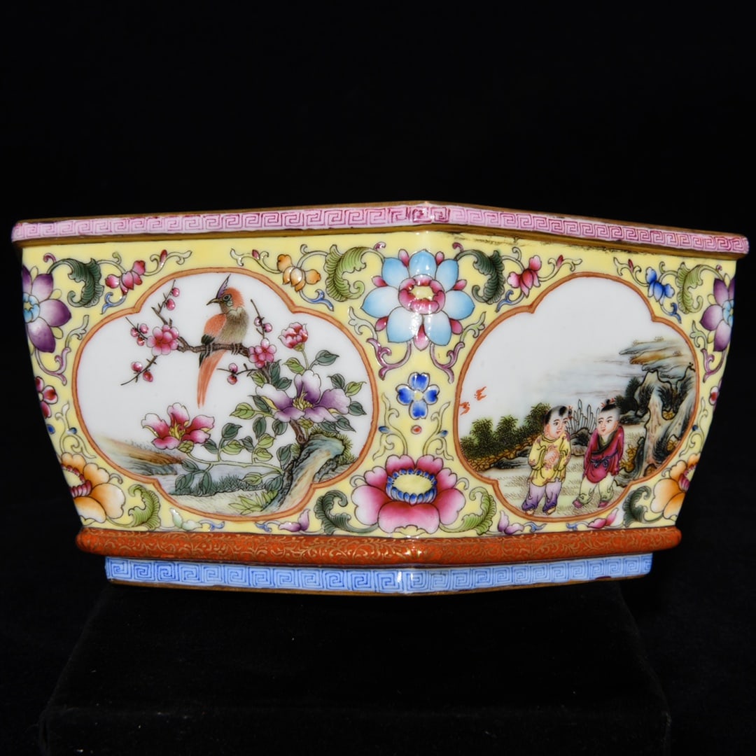 Chinese Gilt Edge Famille Rose Enamel Flowers Bird Design Porcelain Pot - 5