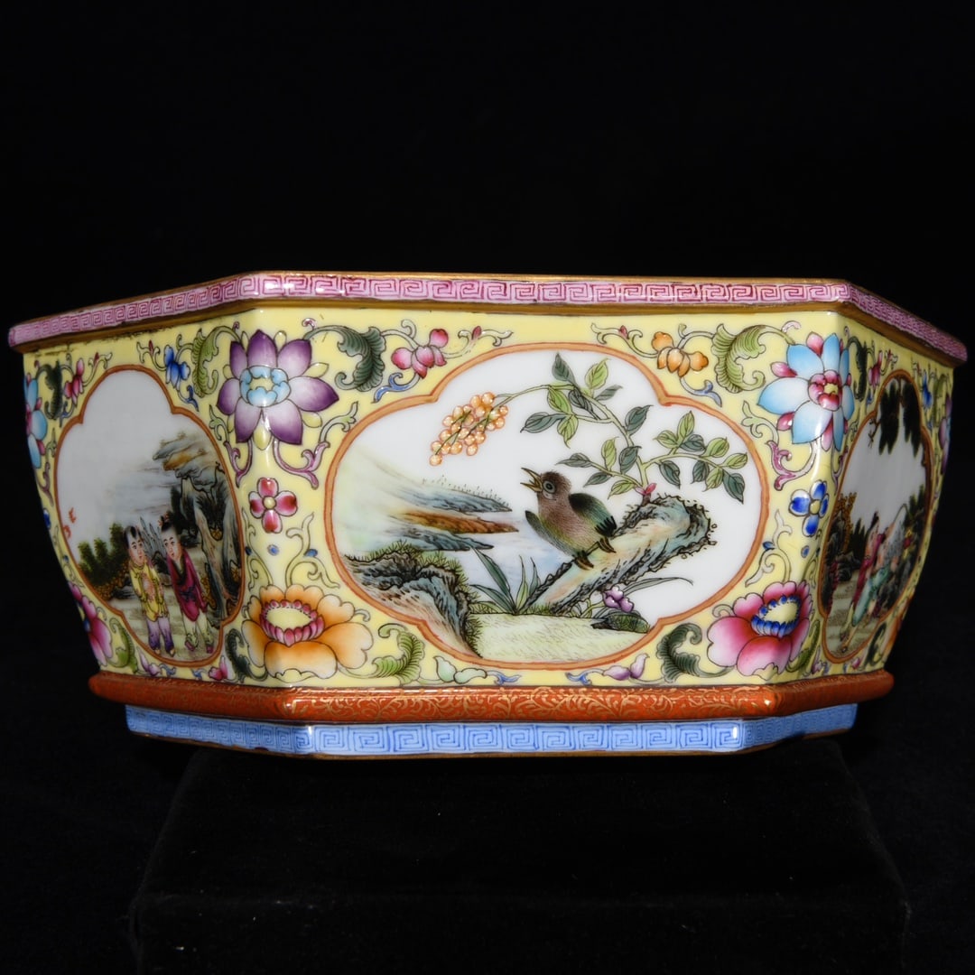 Chinese Gilt Edge Famille Rose Enamel Flowers Bird Design Porcelain Pot - 6