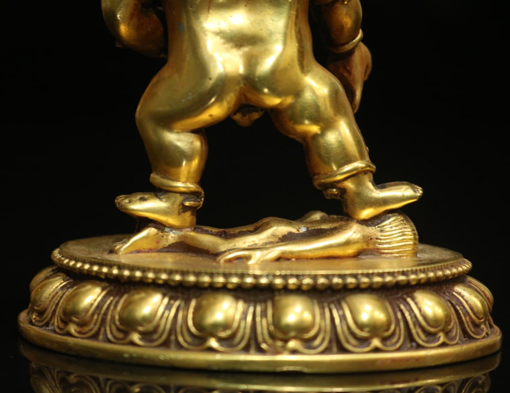 Tibetan Gilt Gold Copper Buddha Statue - 5