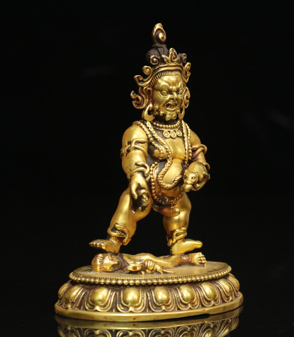 Tibetan Gilt Gold Copper Buddha Statue - 8