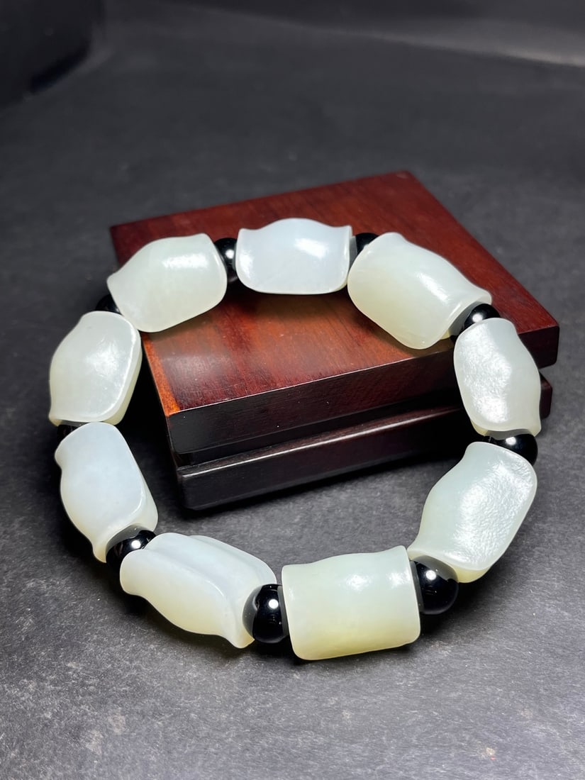 Chinese Hetian Jade Turtle Shell Beads Bracelet - 2
