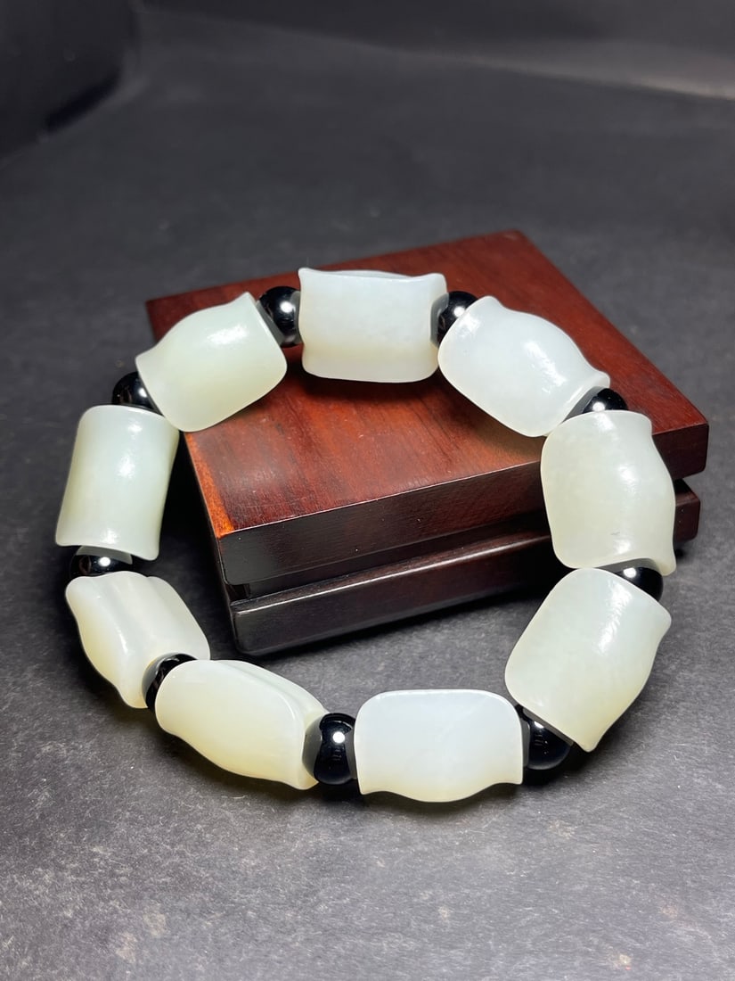 Chinese Hetian Jade Turtle Shell Beads Bracelet - 4