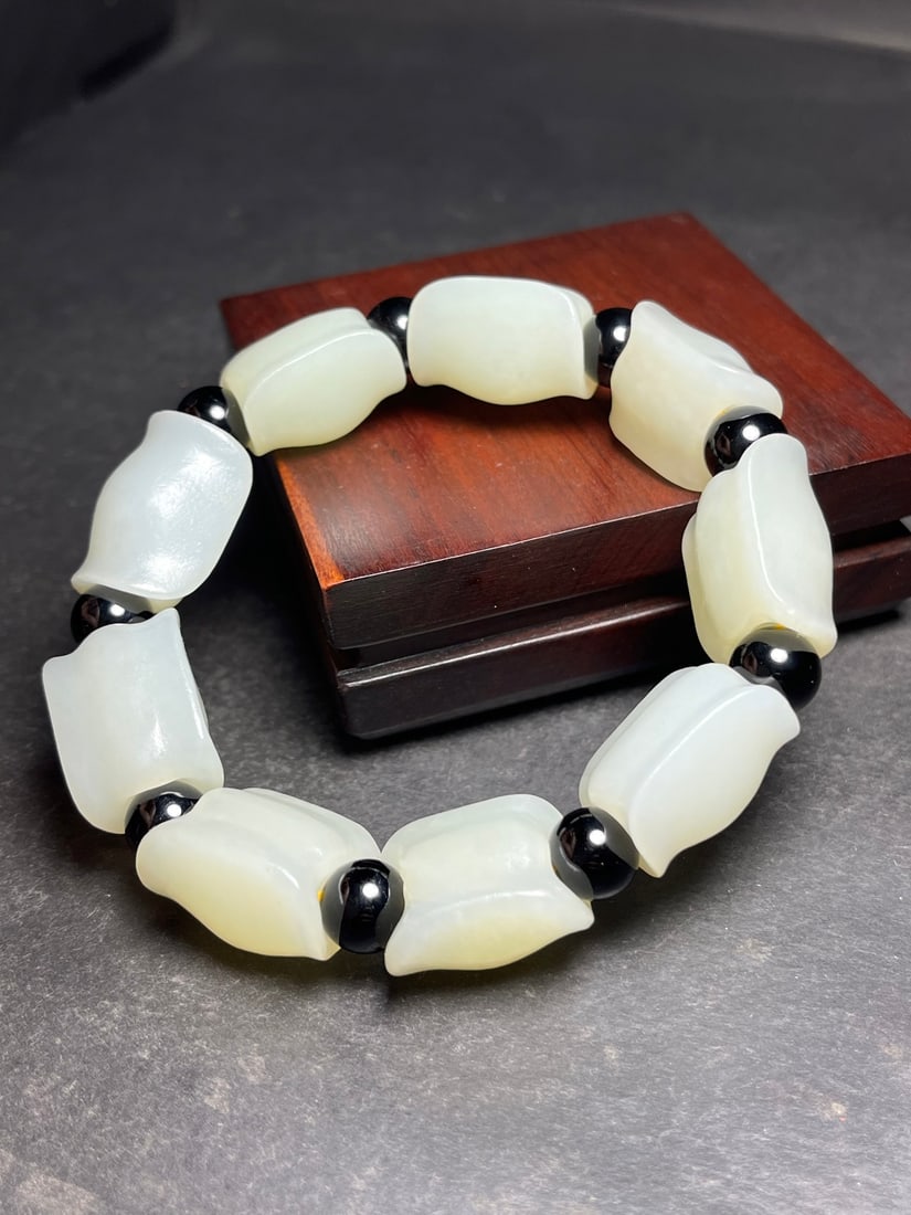 Chinese Hetian Jade Turtle Shell Beads Bracelet - 7