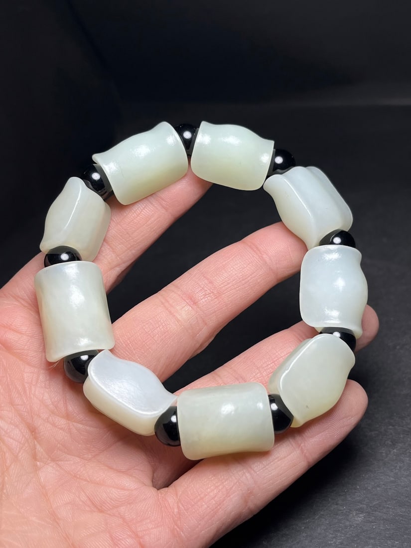 Chinese Hetian Jade Turtle Shell Beads Bracelet - 8