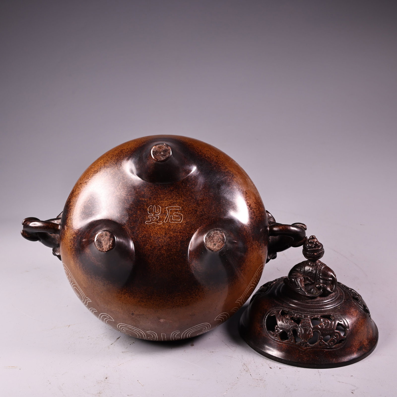 Vintage Chinese Copper Inlay Silver Wires Fortune Elephant Incense Burner - 9