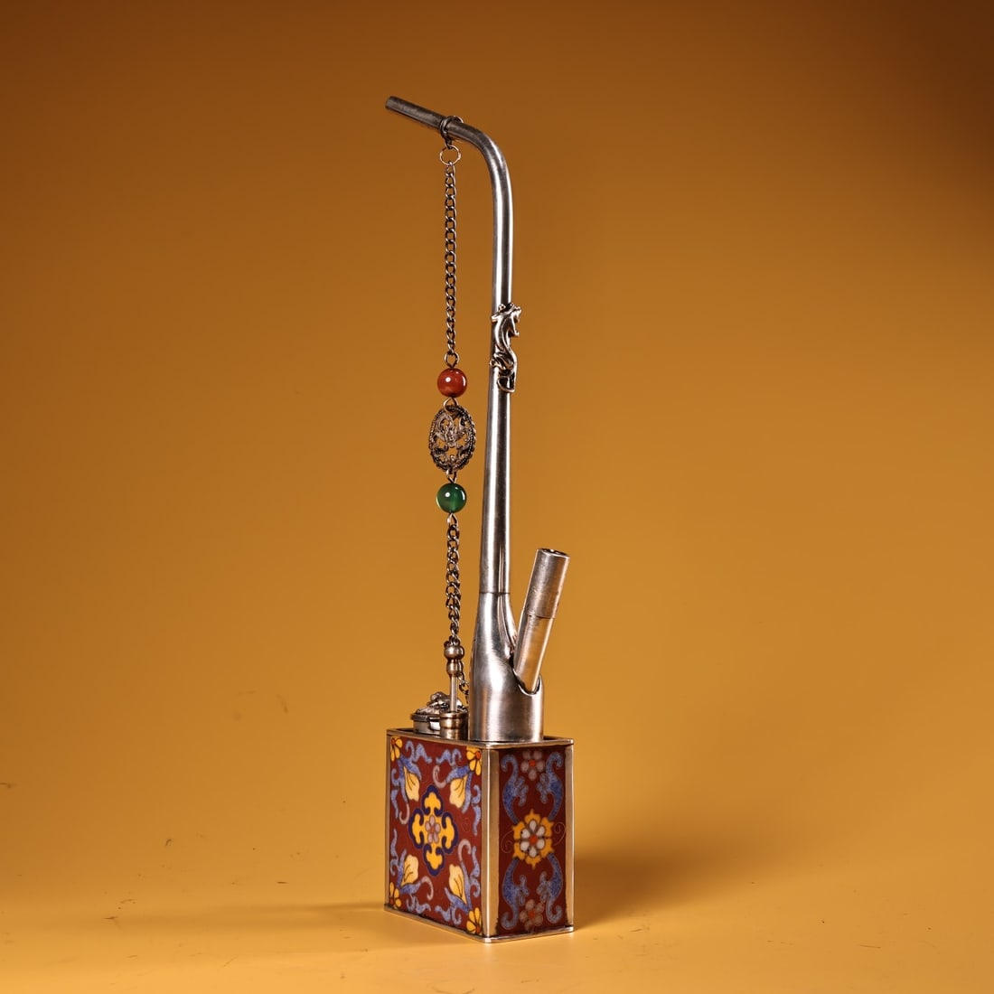 Chinese Copper Cloisonne Tobacco Pipe - 3