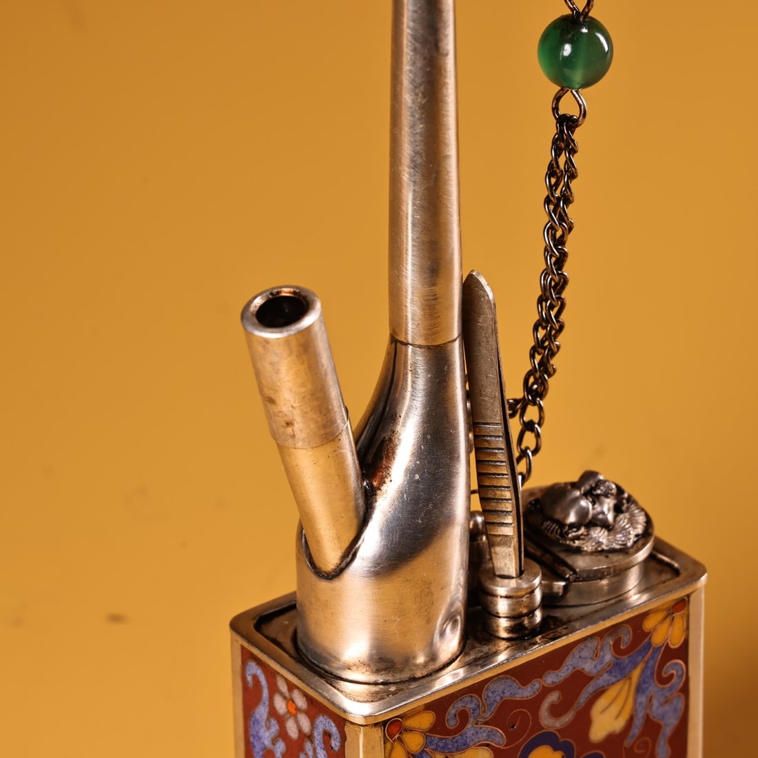 Chinese Copper Cloisonne Tobacco Pipe - 8