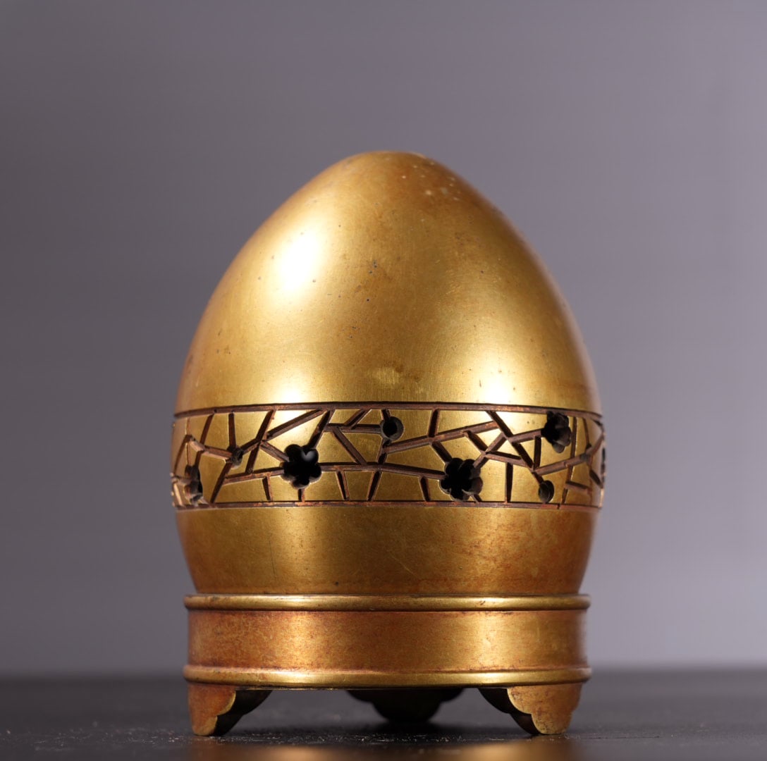 Vintage Chinese Gilt Gold Copper Incense Burner - 3