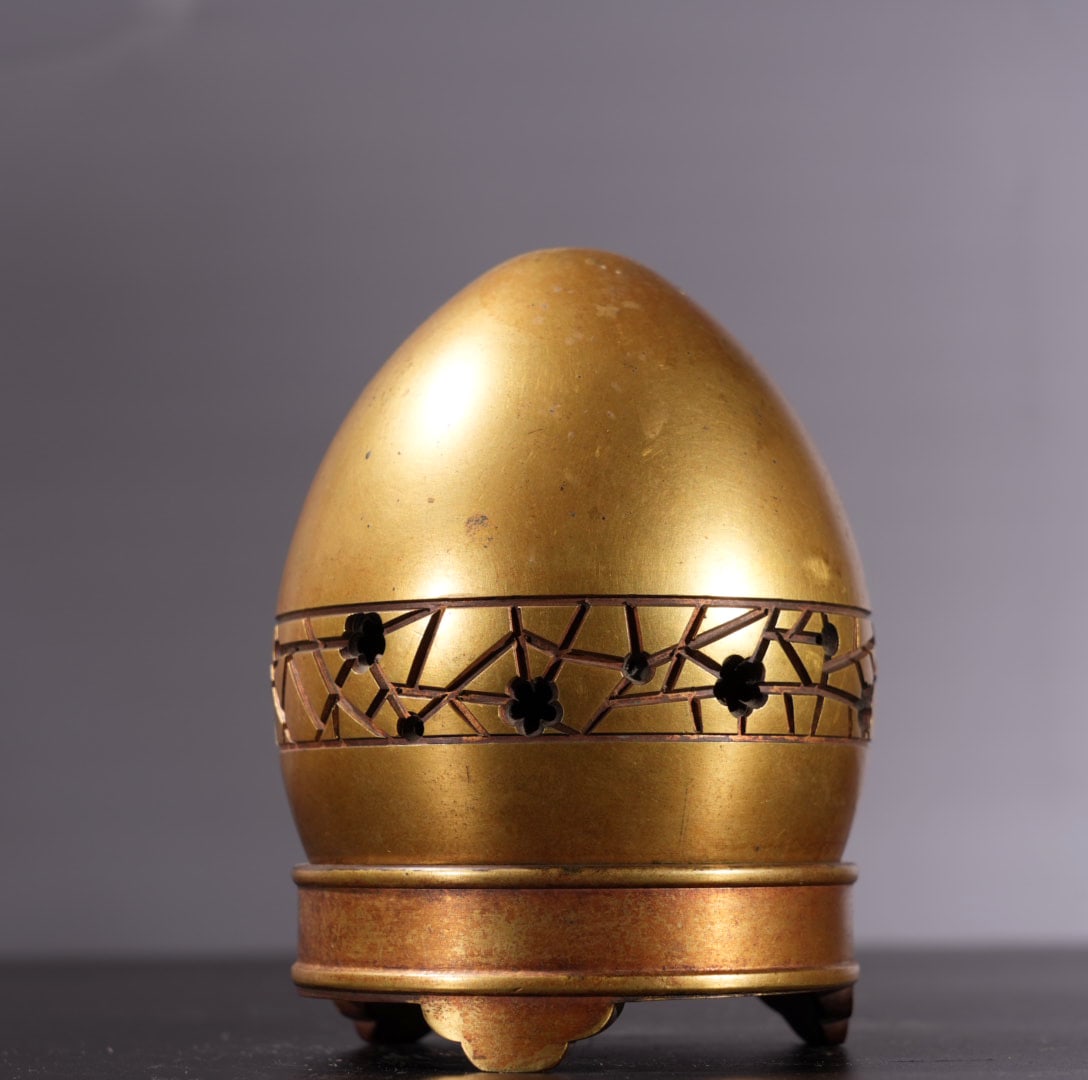 Vintage Chinese Gilt Gold Copper Incense Burner - 4