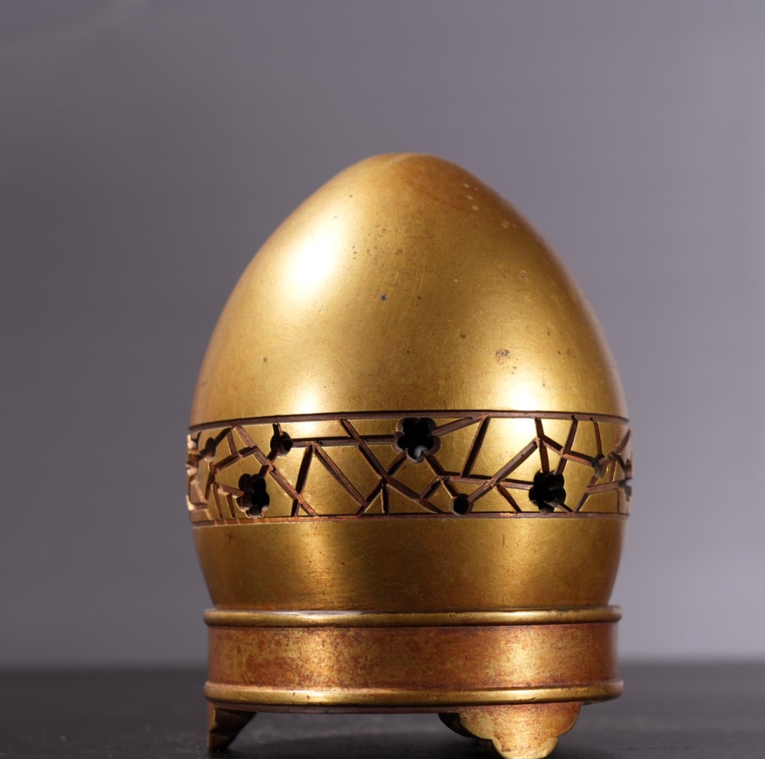 Vintage Chinese Gilt Gold Copper Incense Burner - 5