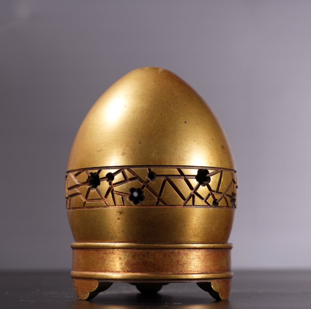 Vintage Chinese Gilt Gold Copper Incense Burner - 6