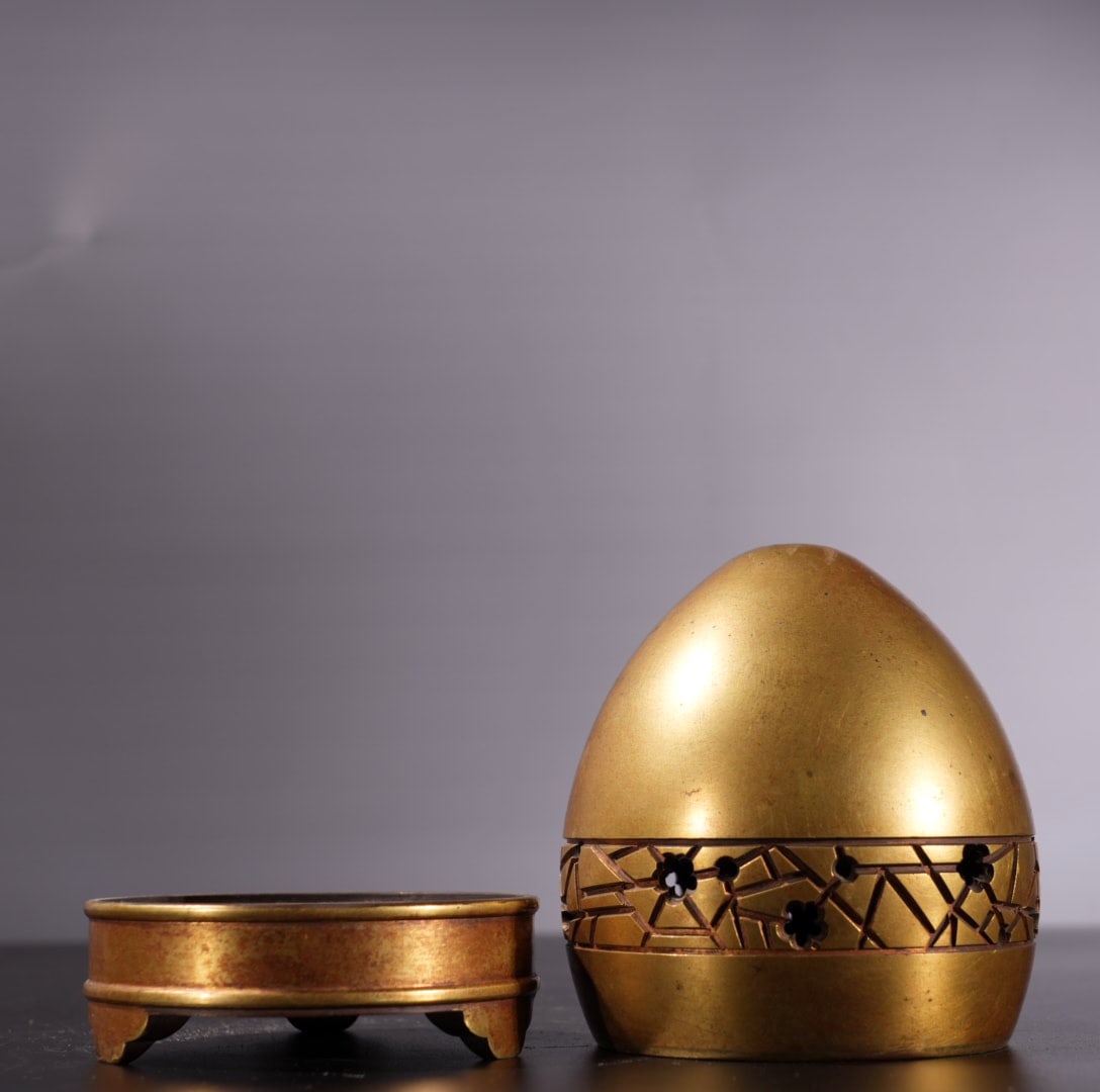 Vintage Chinese Gilt Gold Copper Incense Burner - 7