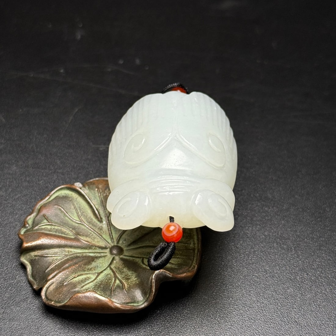 Chinese Hetian Jade Carved Fortune Cicada Pendant - 5