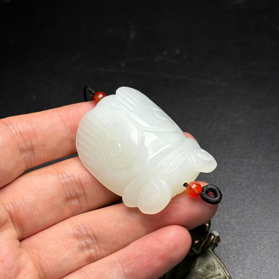 Chinese Hetian Jade Carved Fortune Cicada Pendant - 8
