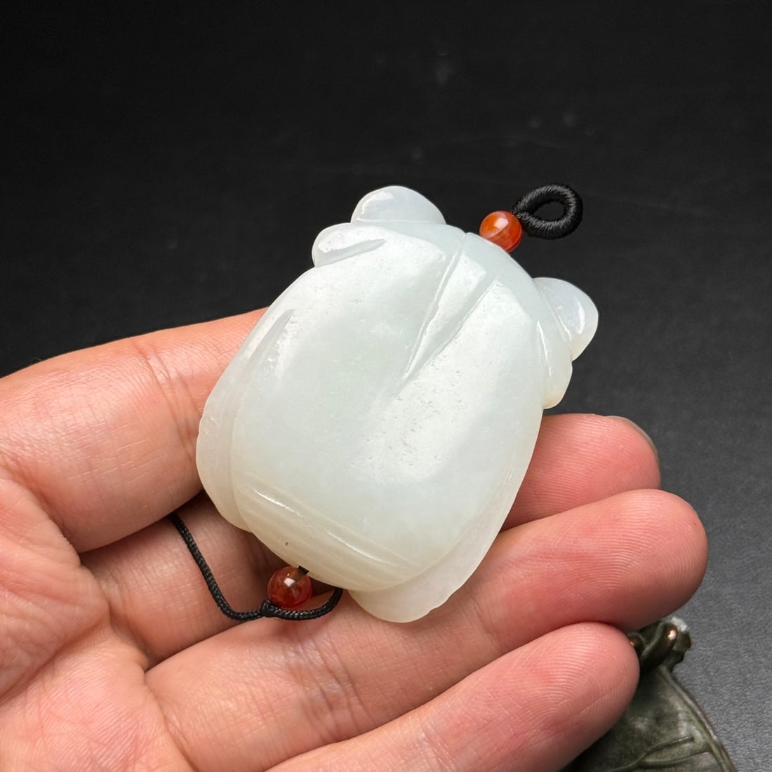 Chinese Hetian Jade Carved Fortune Cicada Pendant - 9