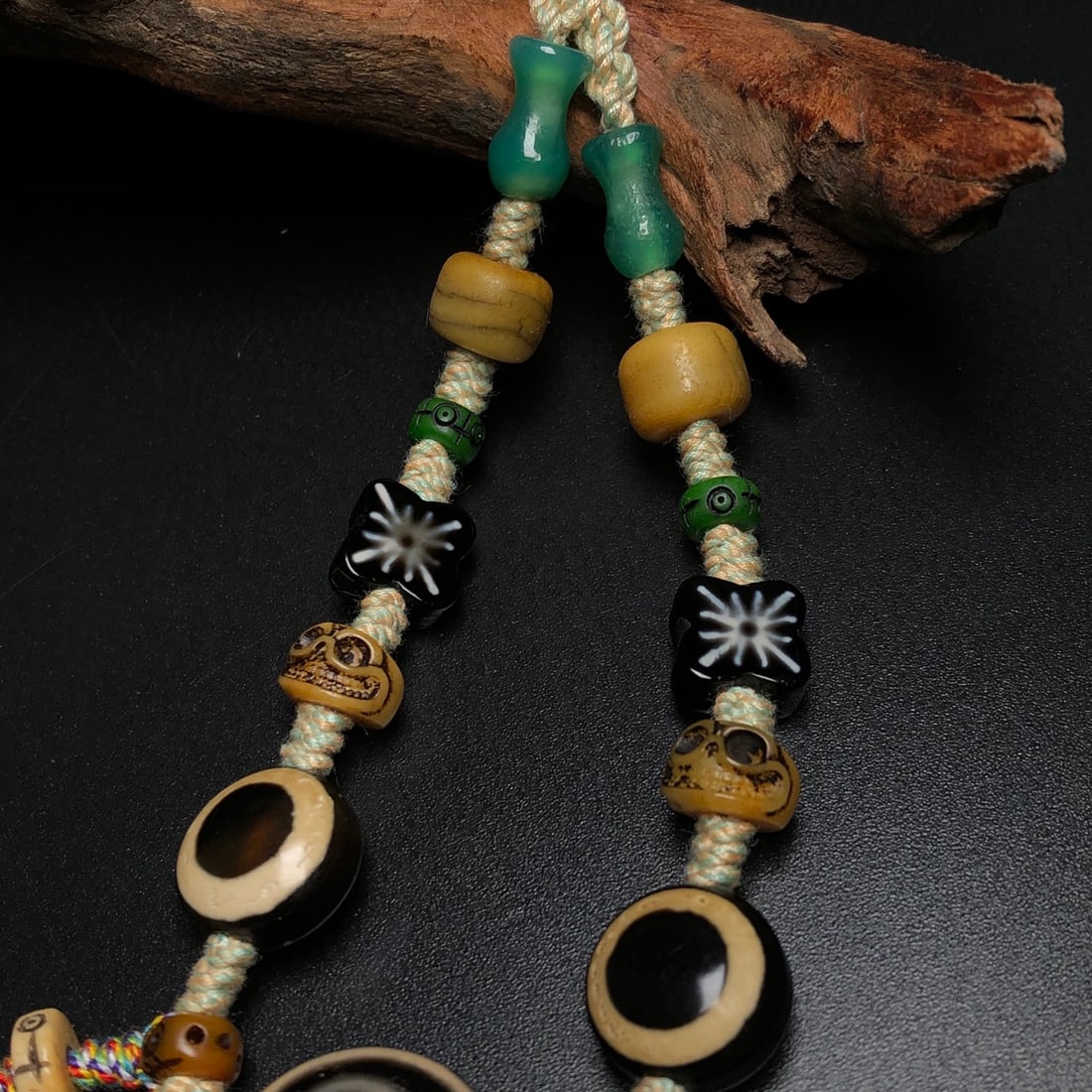Tibetan 6 Eye DZI Agate & Agate Beads Necklace - 7