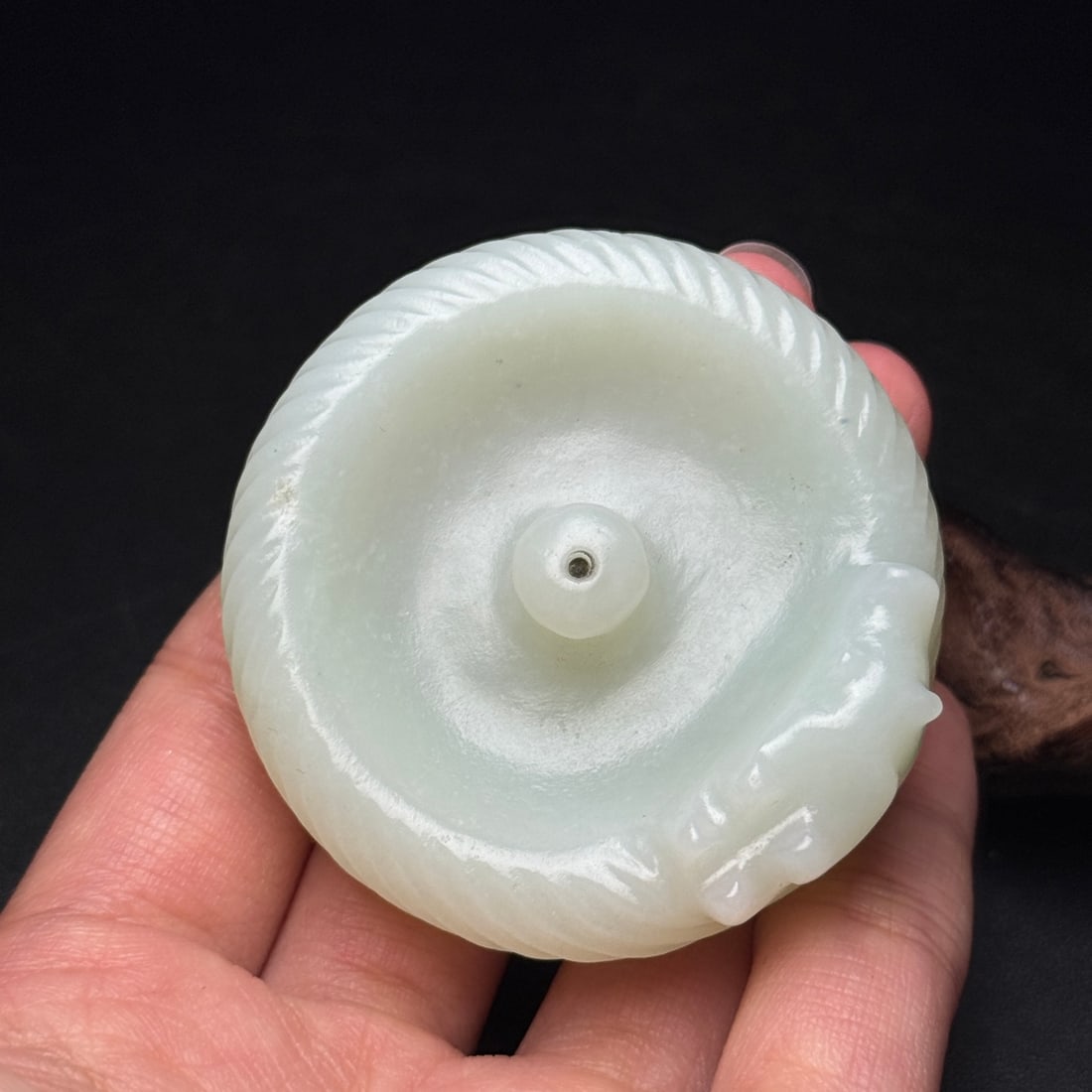 Chinese Hetian Jade Carved Dragon Incense Burning Tool - 8