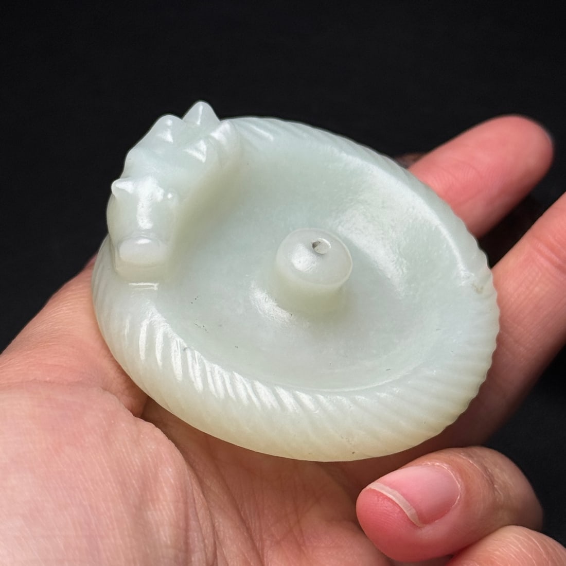 Chinese Hetian Jade Carved Dragon Incense Burning Tool - 9