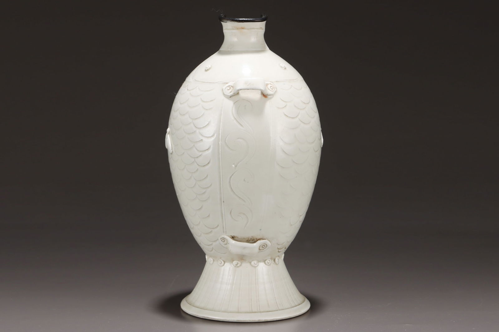 Chinese Ding Kiln Fish Shape Porcelain Vase w Box - 2