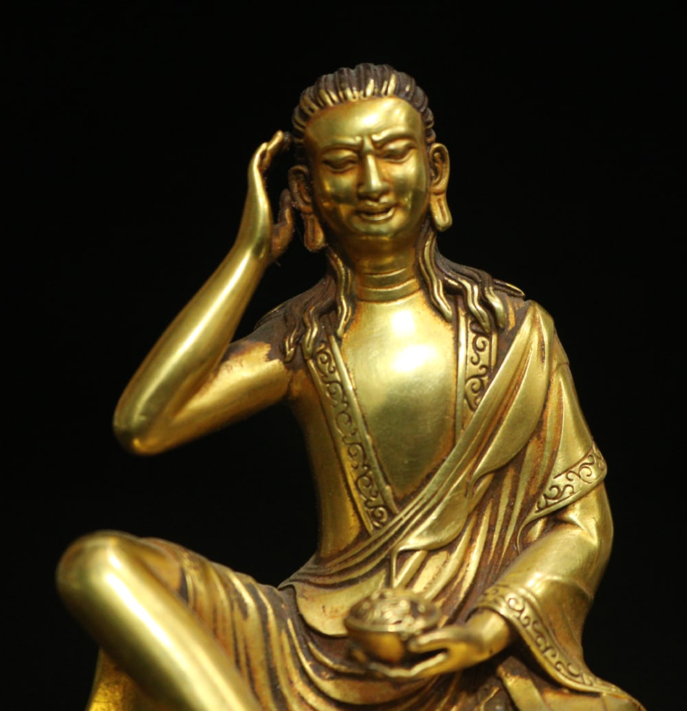 Vintage Tibetan Gilt Gold Copper Buddha Statue - 5